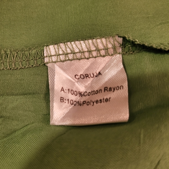 Coruja Green Embroidered 3/4 Sleeve Blouse Boho - Picture 10 of 13